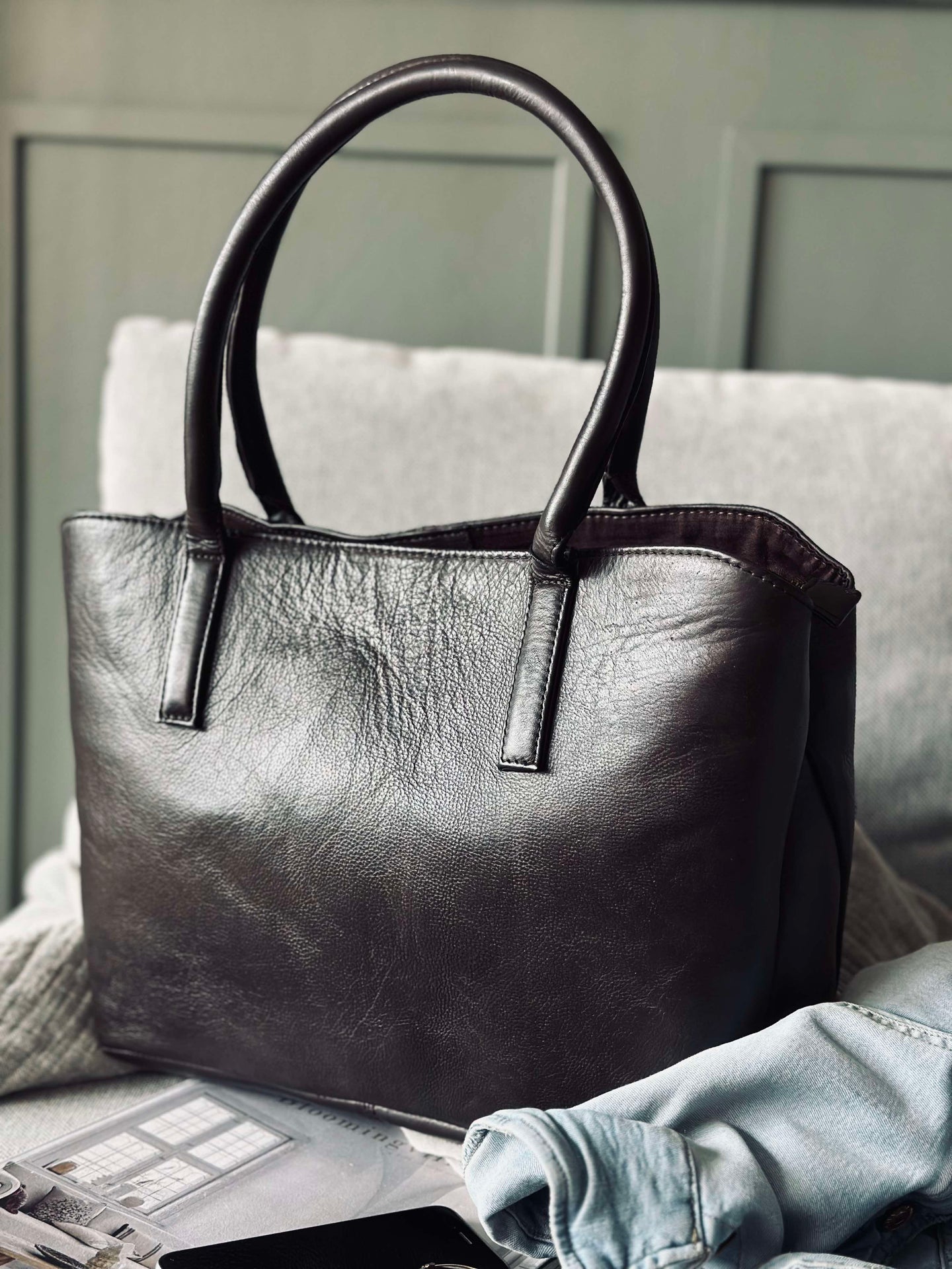 Arbeidstaske / shopper Brown  – Soft leather
