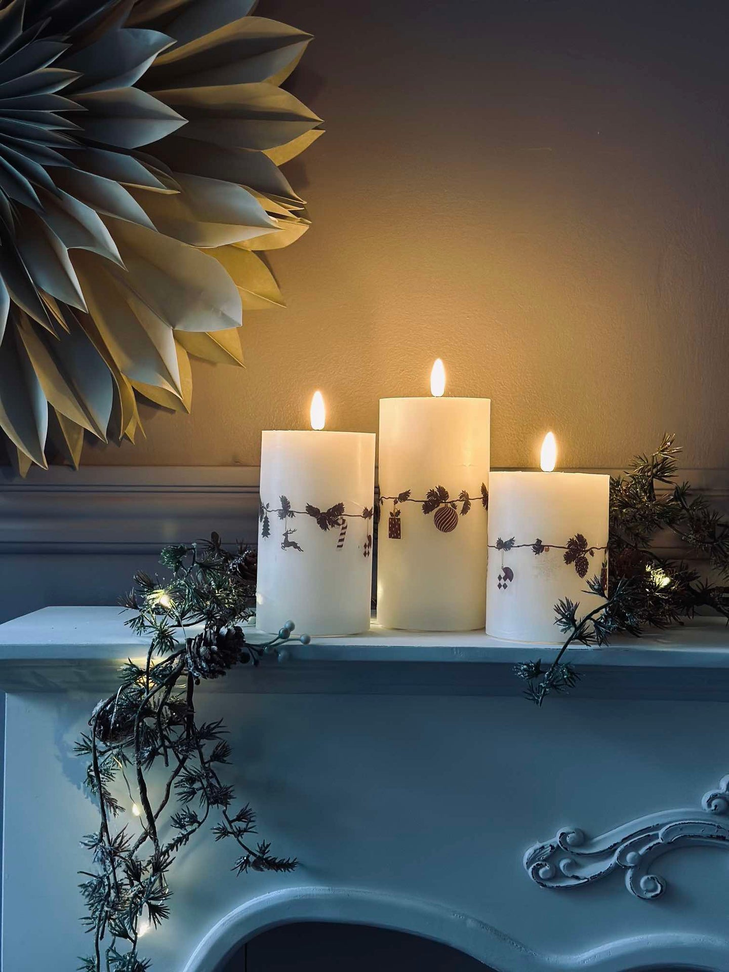 LED Bloklys Jul - Sett med 3 stk