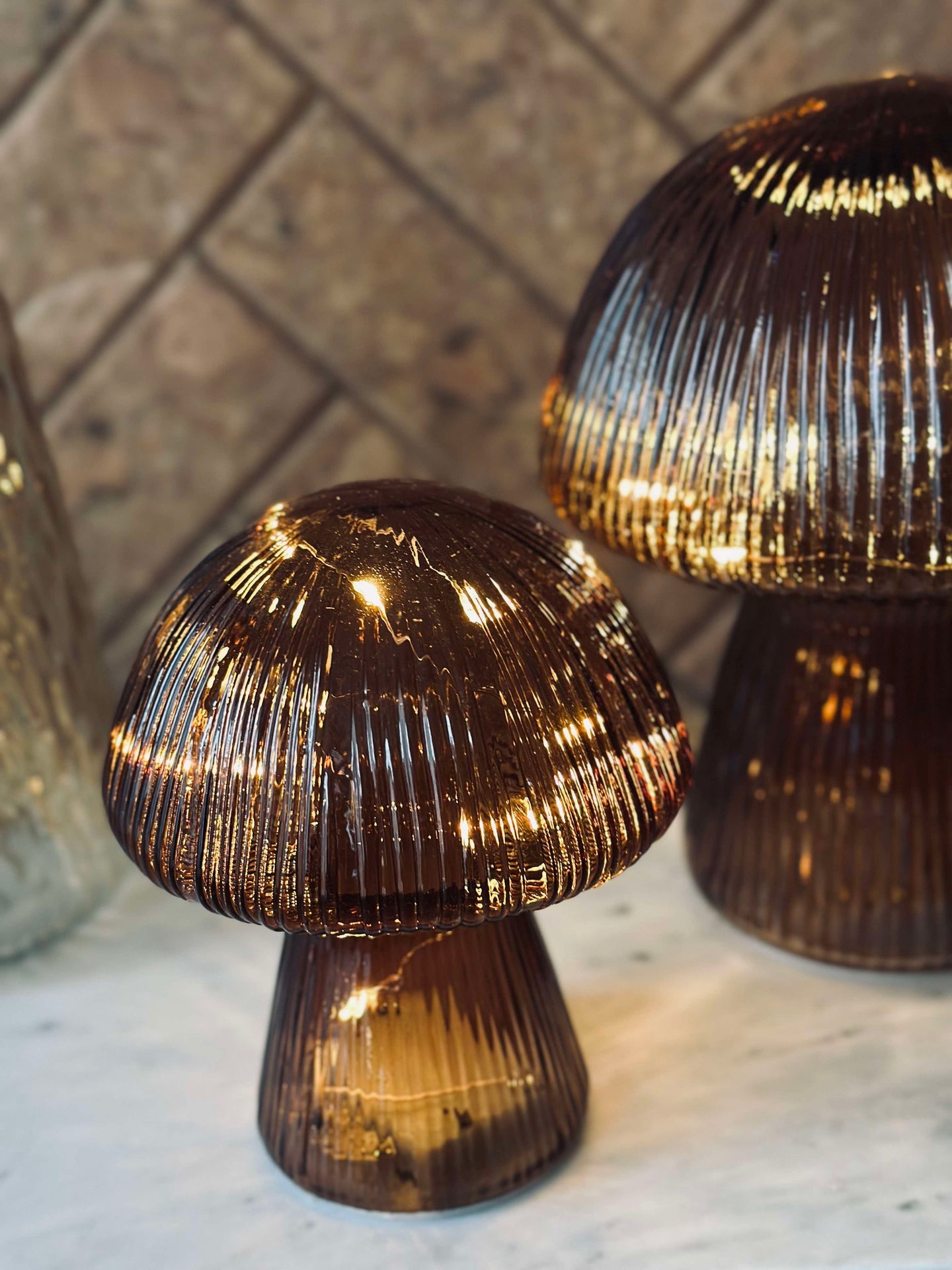 Mushroom med riller 15 cm - Brown