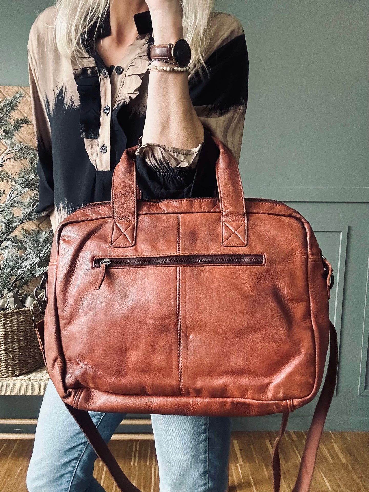Arbeidsveske - Cognac Cow leather