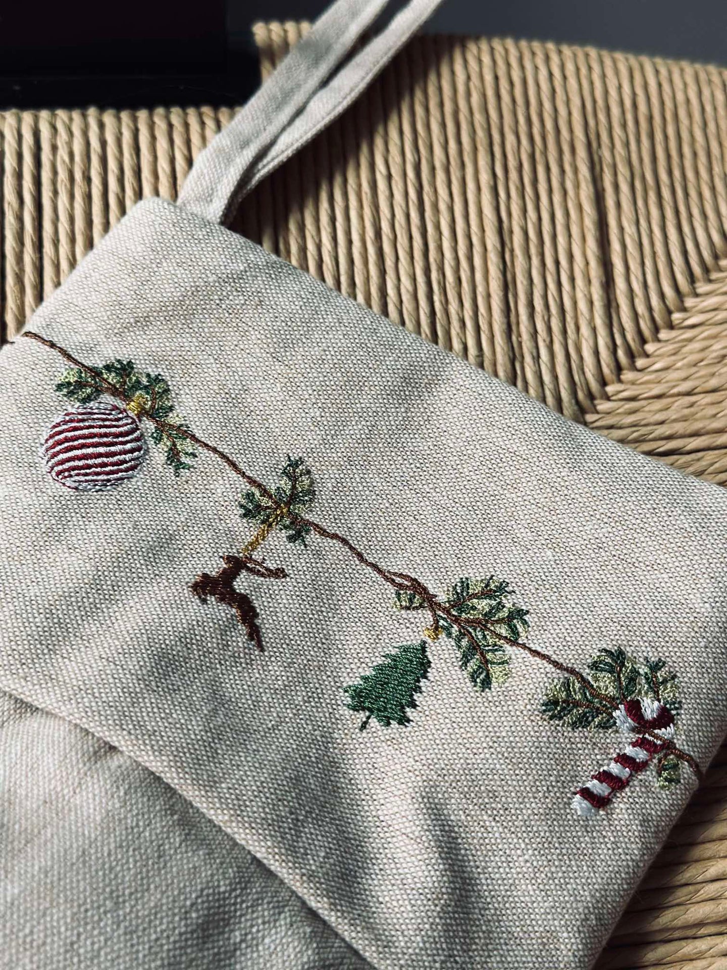 Julesokk med broderi - Nostalgi