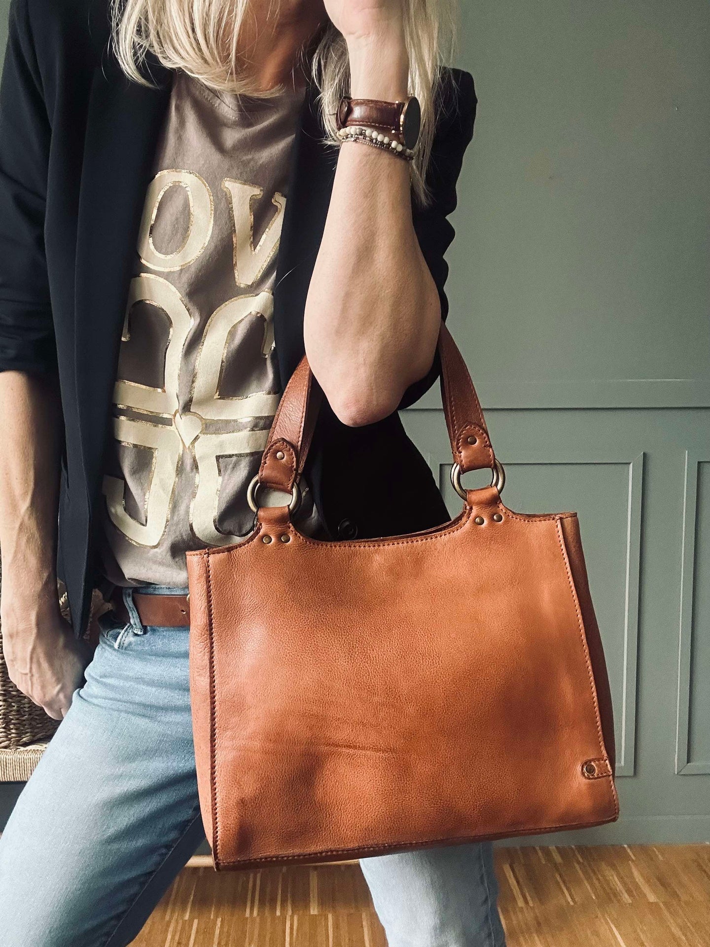 Skulderveske Vintage Cognac
