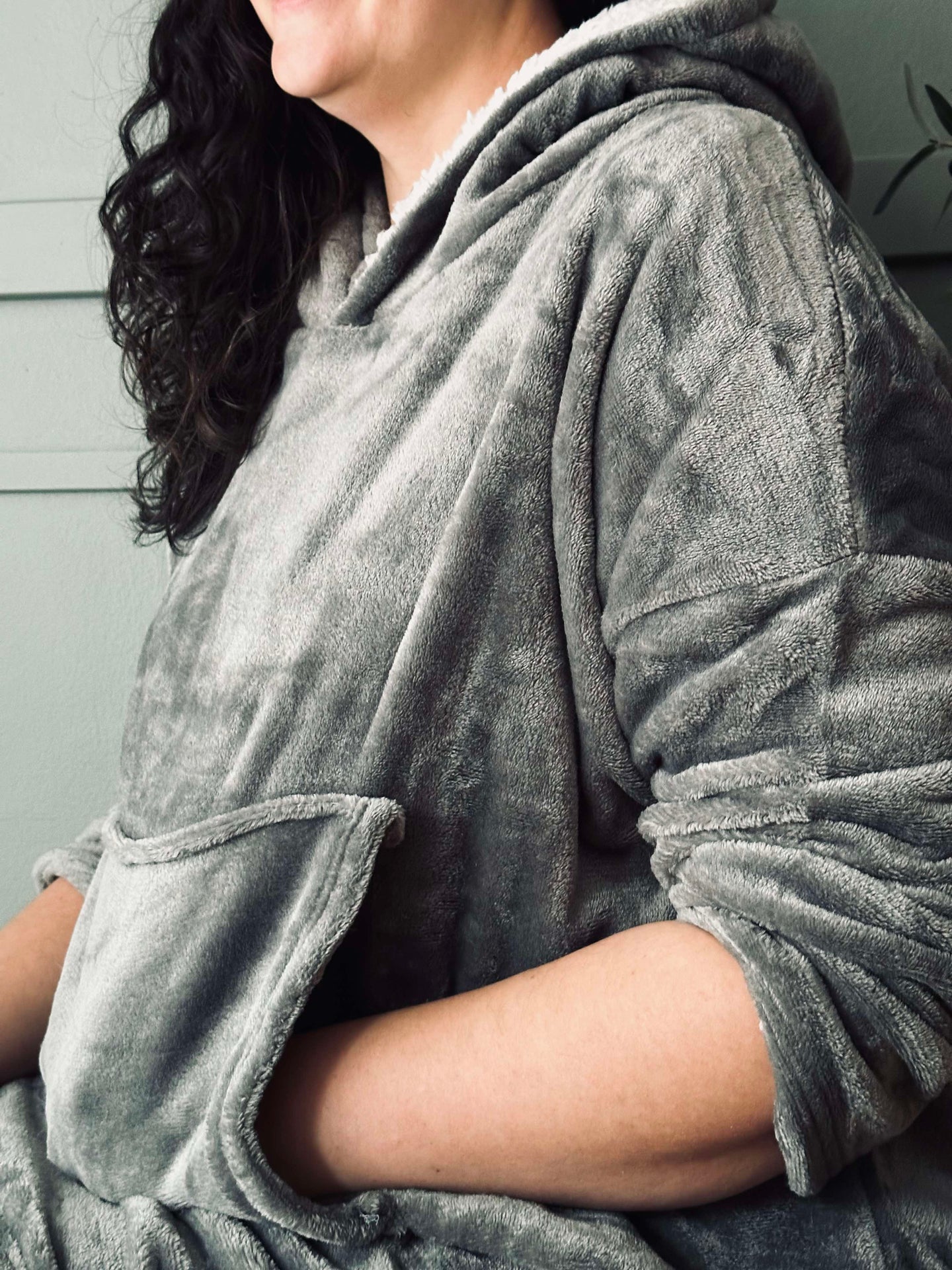 Hettegenser Fleece Grey - Oversize