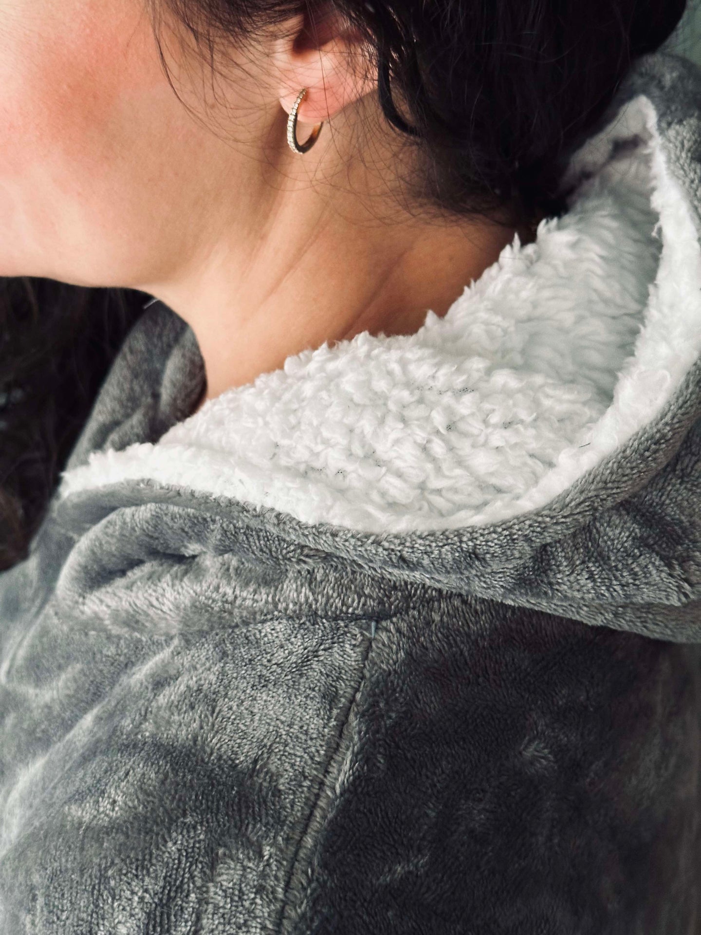 Hettegenser Fleece Grey - Oversize