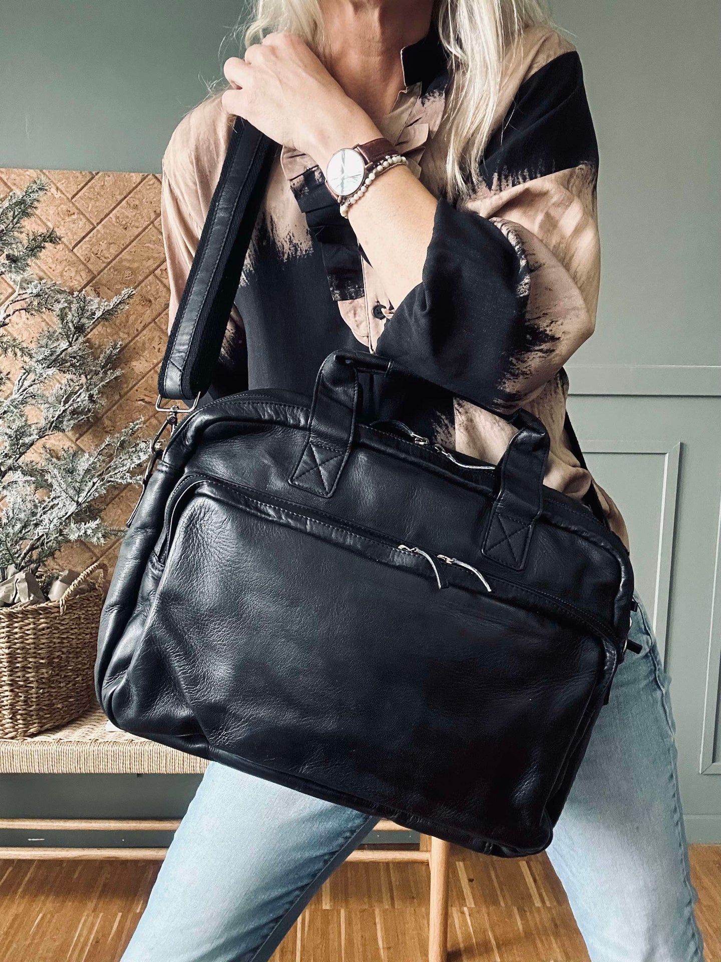 Arbeidsveske - Black Cow leather