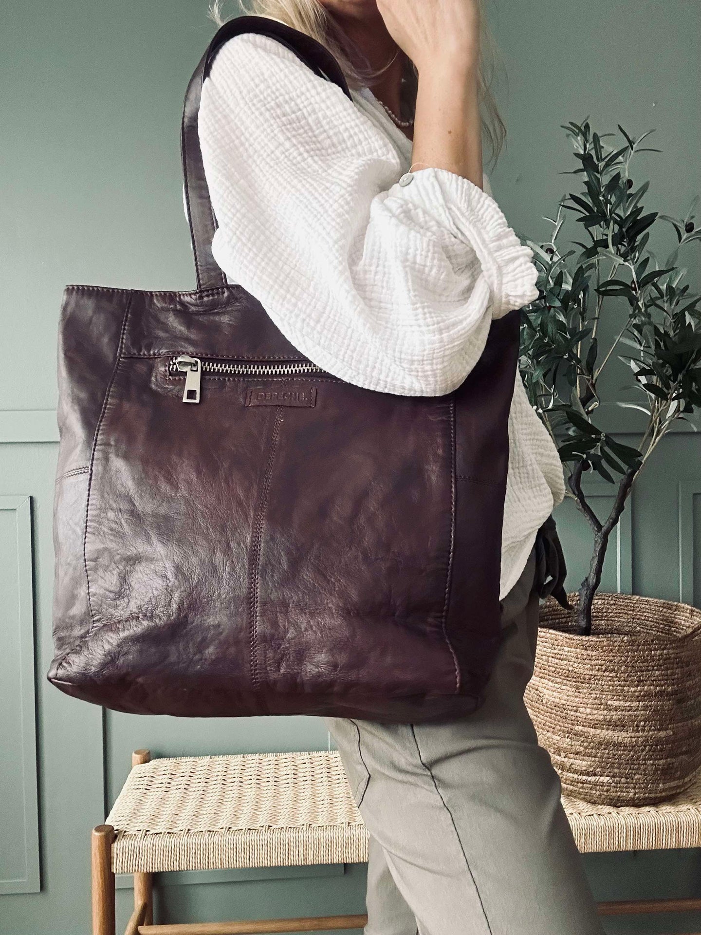 Shopper Cranberry - Myk kalveskinn