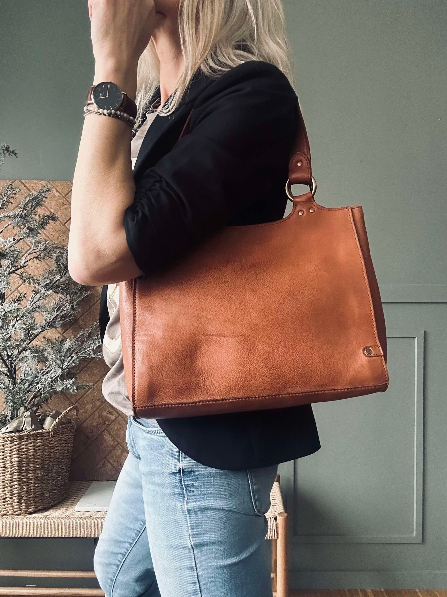 Skulderveske Vintage Cognac