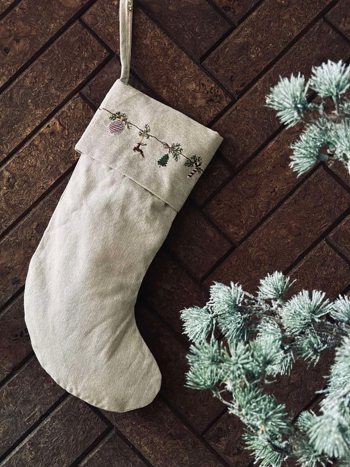 Julesokk med broderi - Nostalgi
