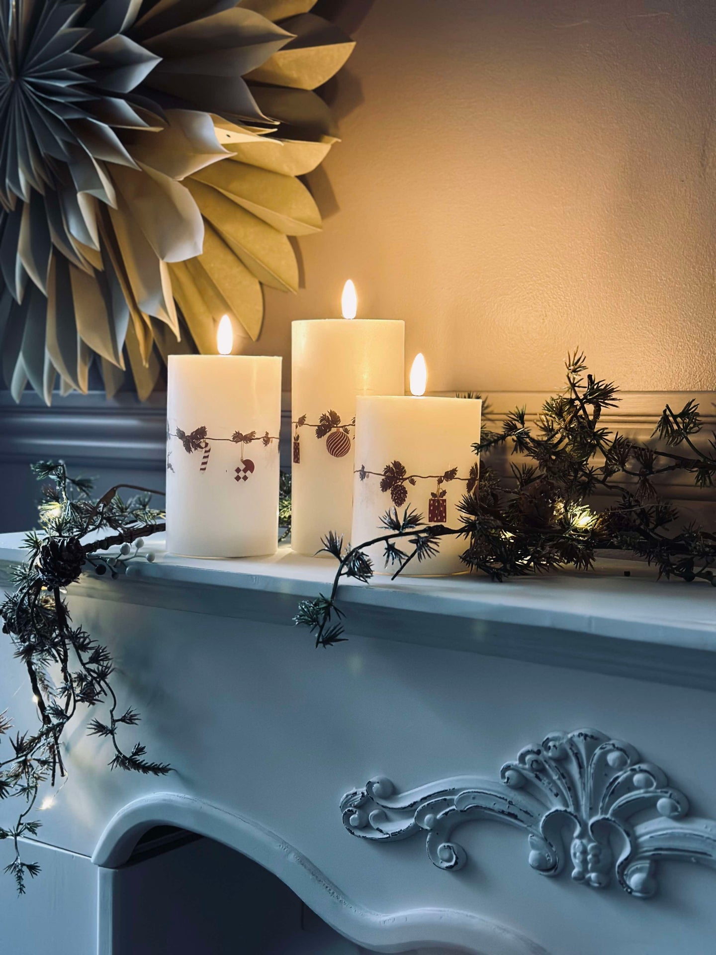 LED Bloklys Jul - Sett med 3 stk