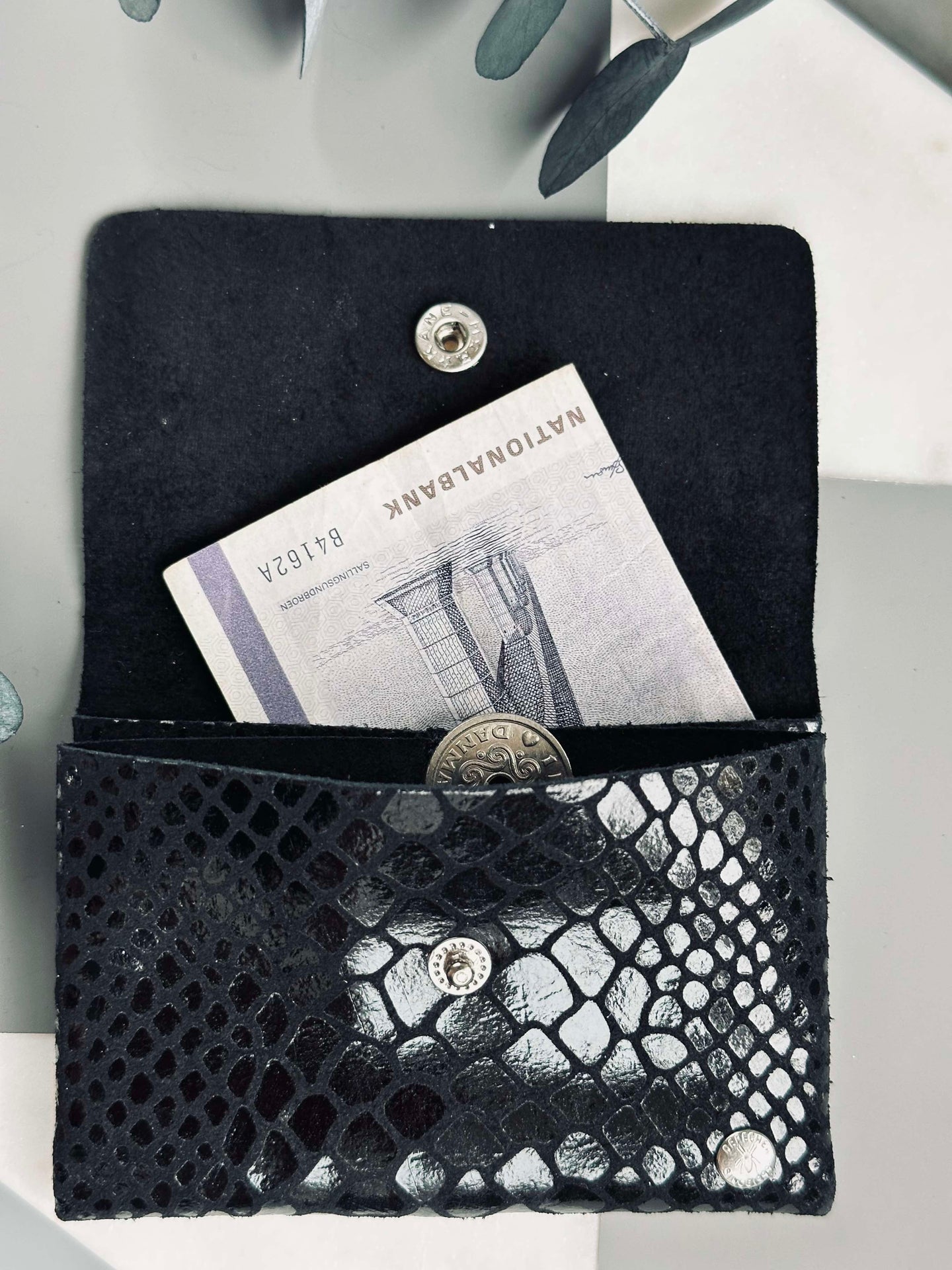 Lommebok Aura liten - Black croco