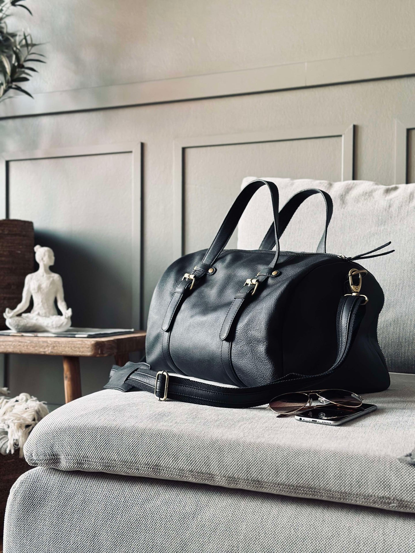 Treningstaske BLACK leather