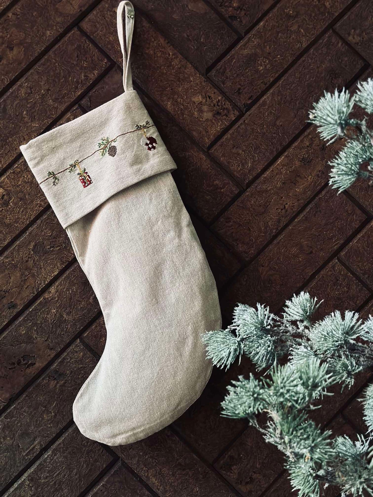 Julesokk med broderi - Nostalgi