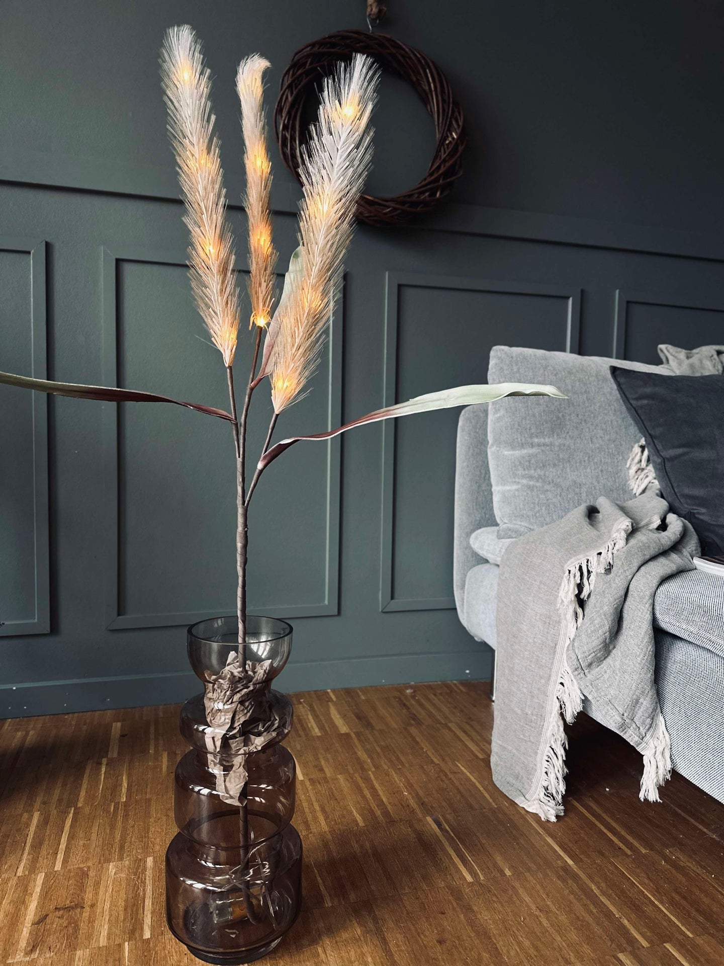 Pampas med LED-lys - 120 cm