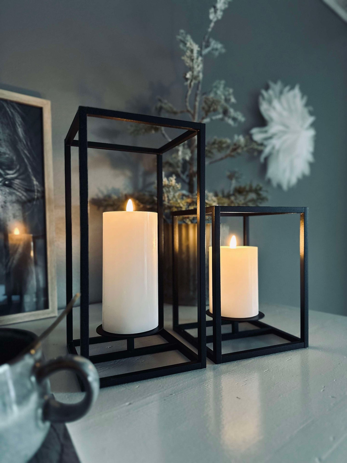 VIAMAJA Cube til kubelys - Sett med 2 staker - Sort