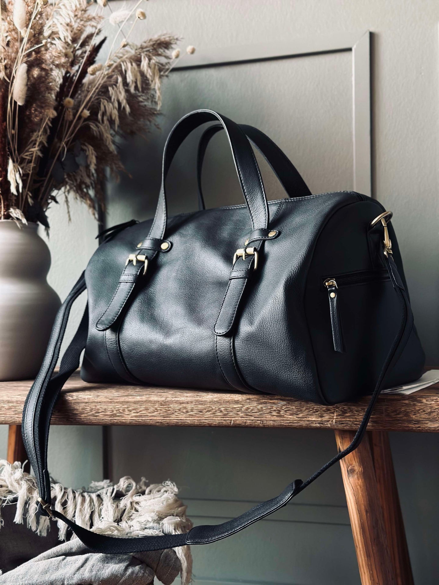 Treningstaske BLACK leather