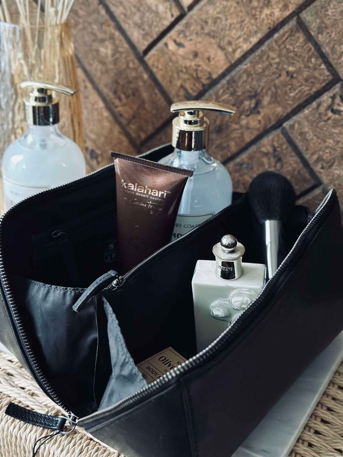 Toalettmappe RIO - Black leather