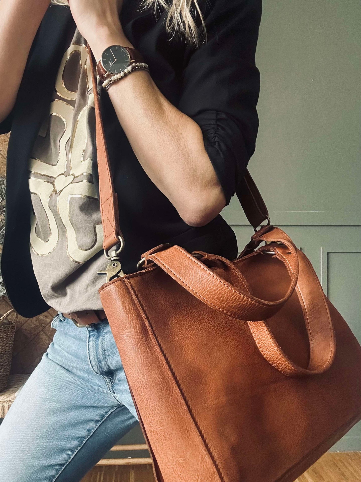 Skulderveske Vintage Cognac
