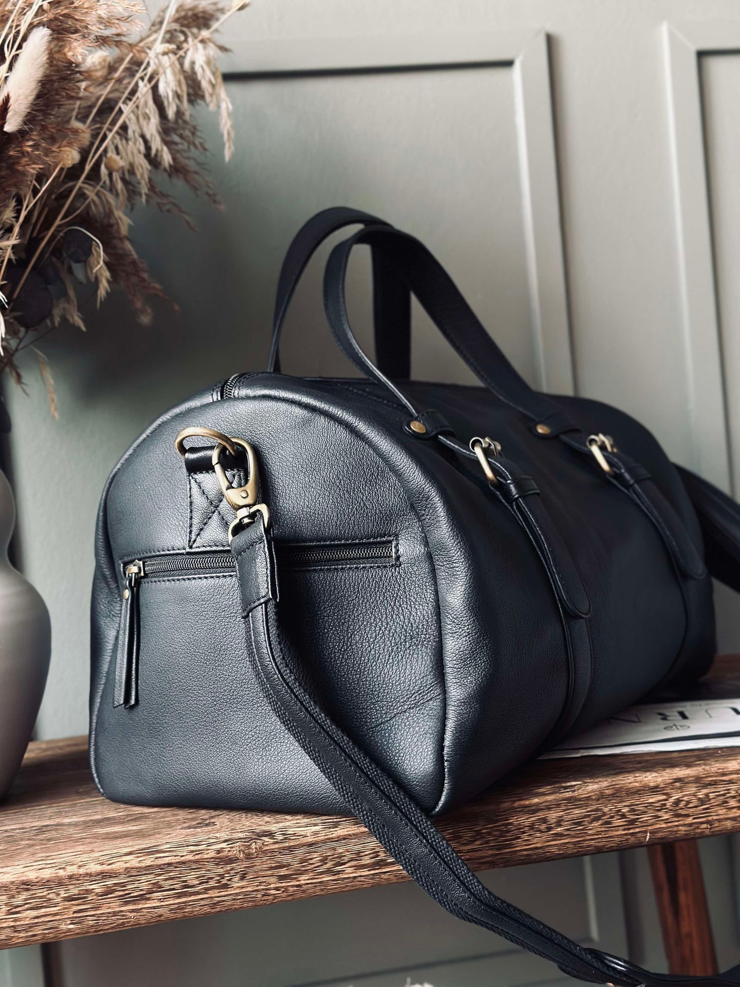 Treningstaske BLACK leather
