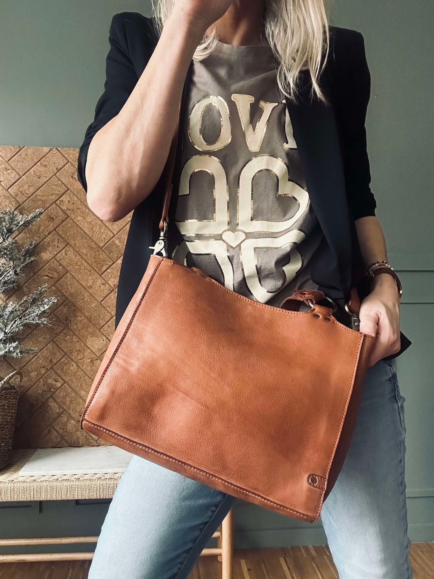 Skulderveske Vintage Cognac