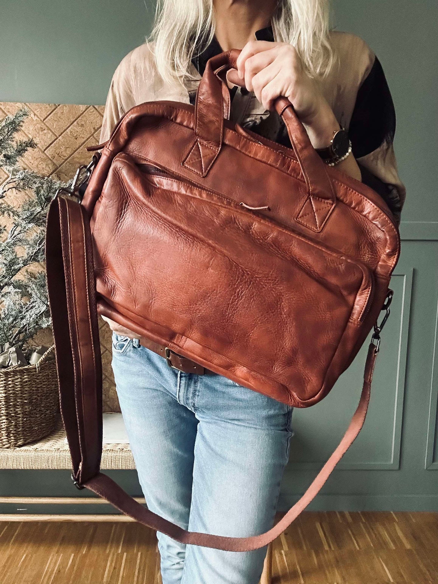 Arbeidsveske - Cognac Cow leather