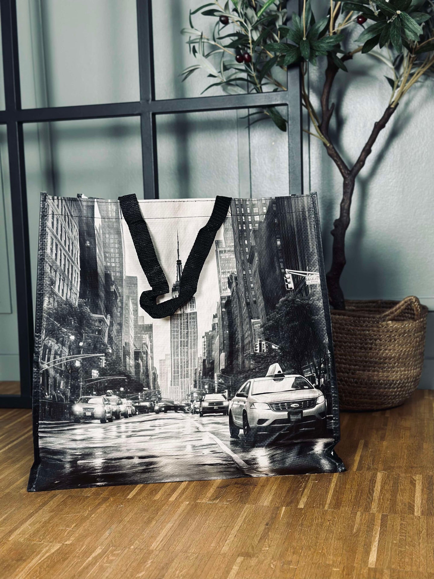 Shopper m. motiv - grå mix