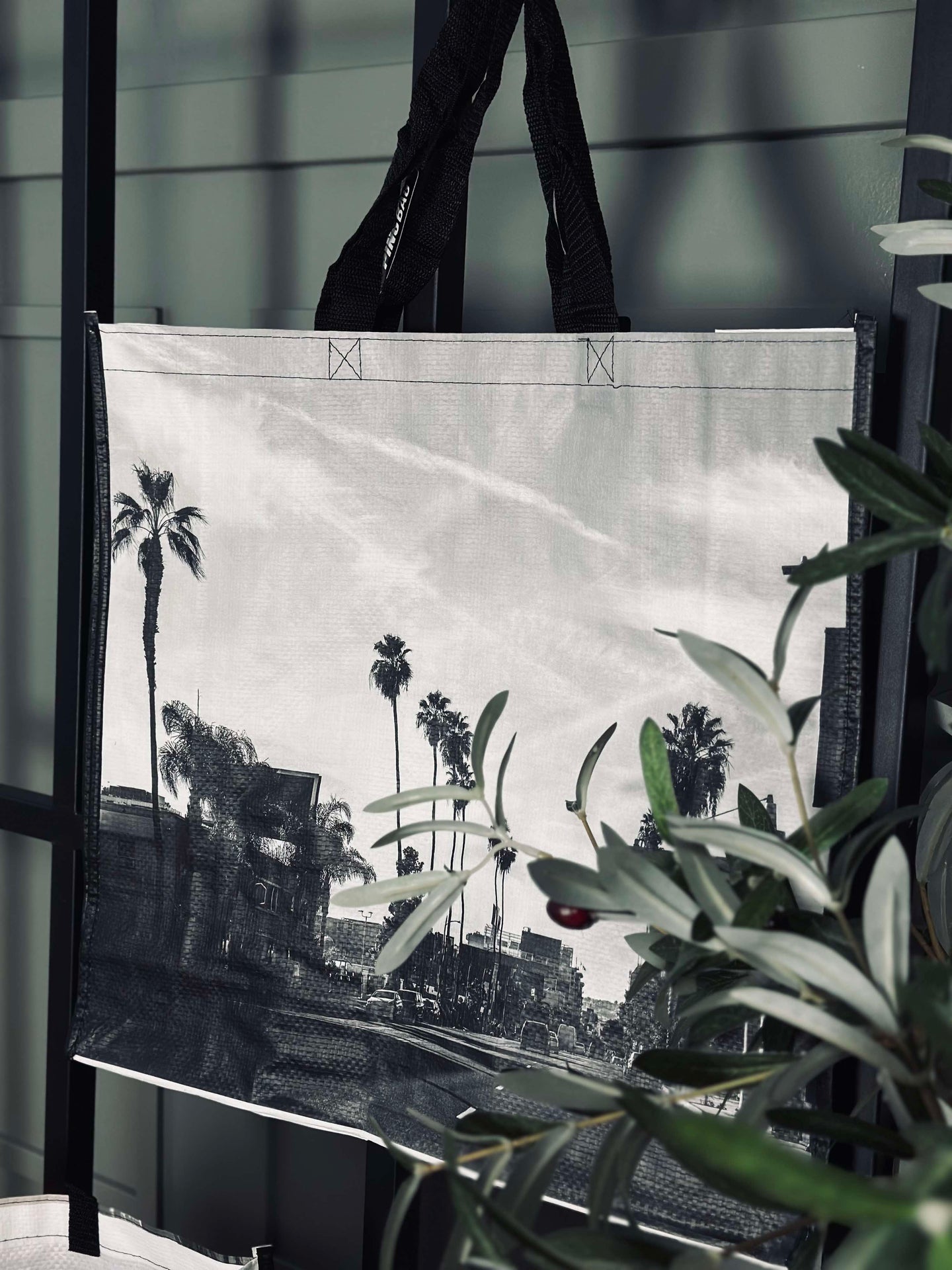 Shopper m. motiv - grå mix