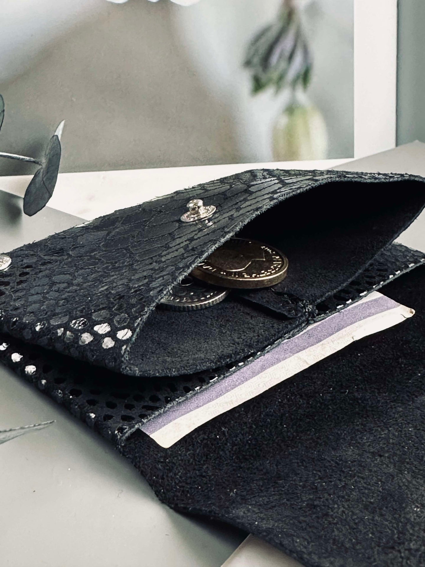 Lommebok Aura liten - Black croco