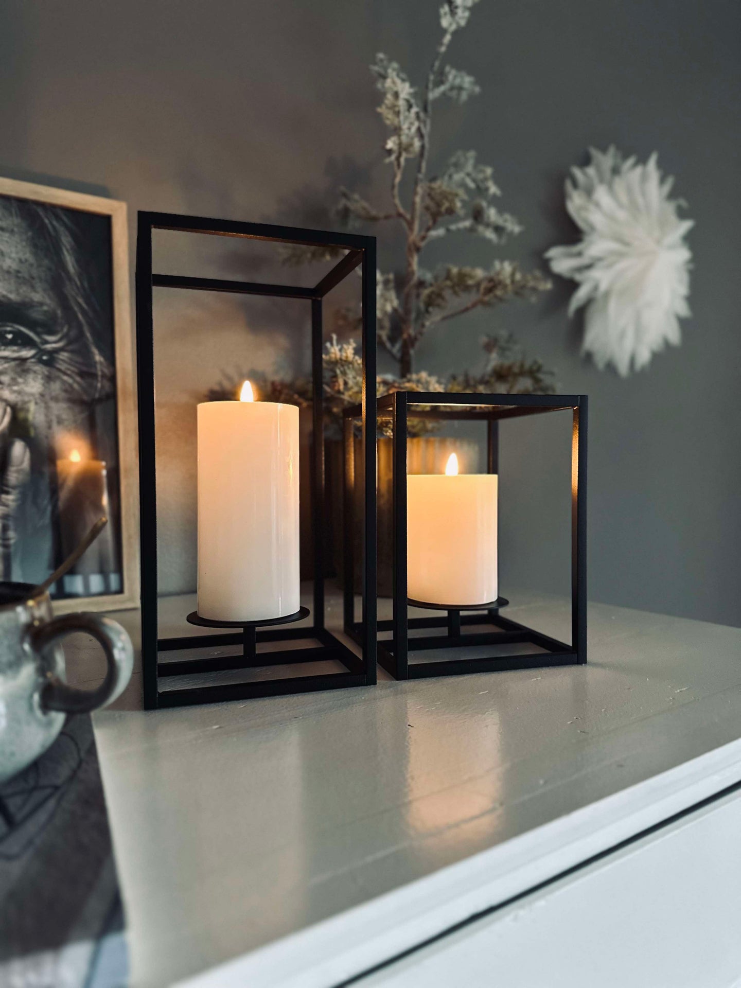 VIAMAJA Cube til kubelys - Sett med 2 staker - Sort