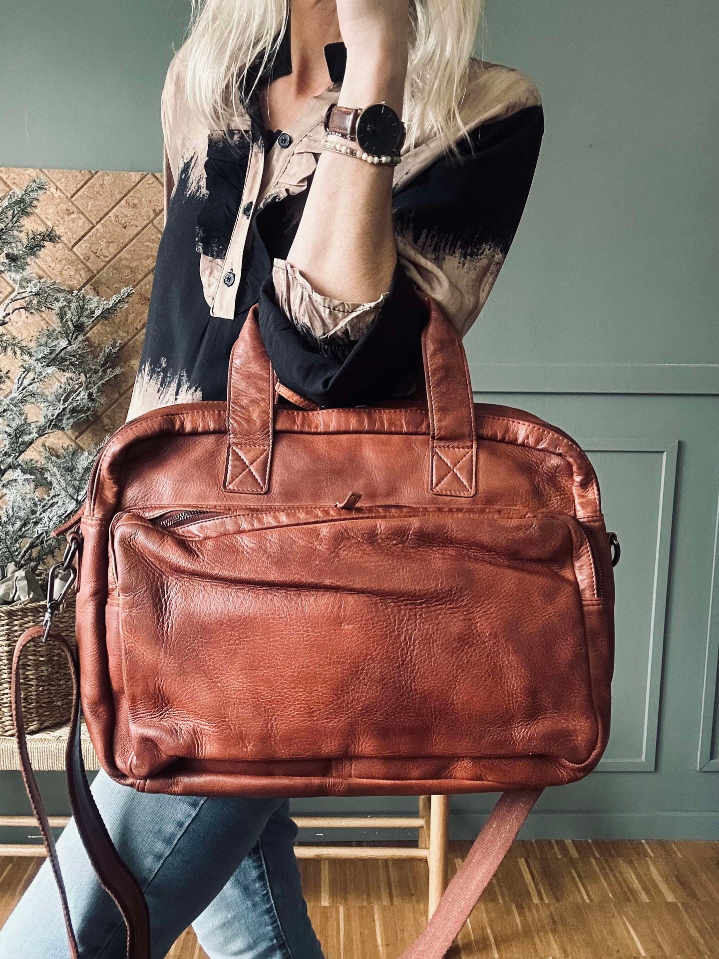 Arbeidsveske - Cognac Cow leather