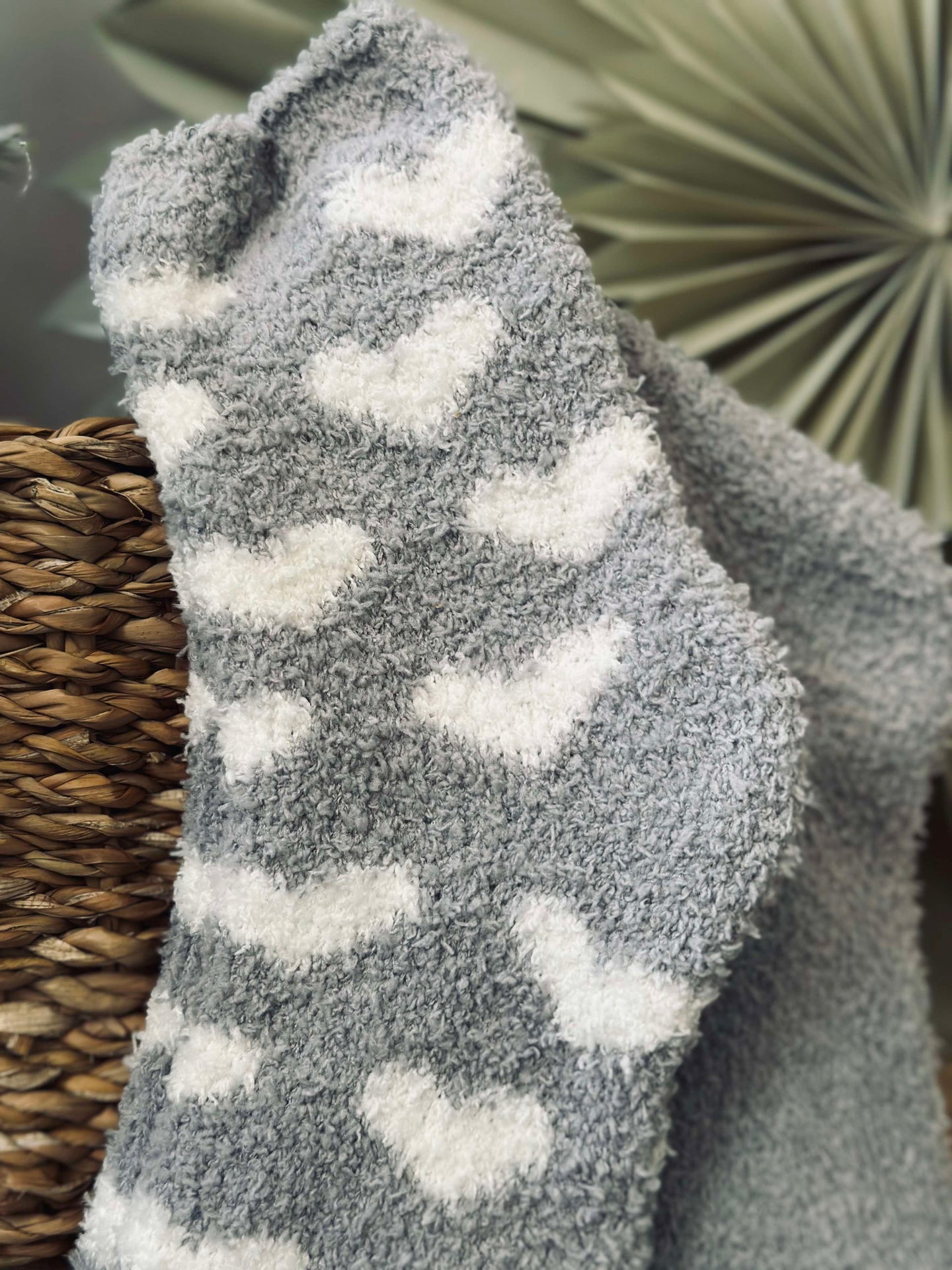 Sokker Fluffy Grey heart - Sett med 2 par