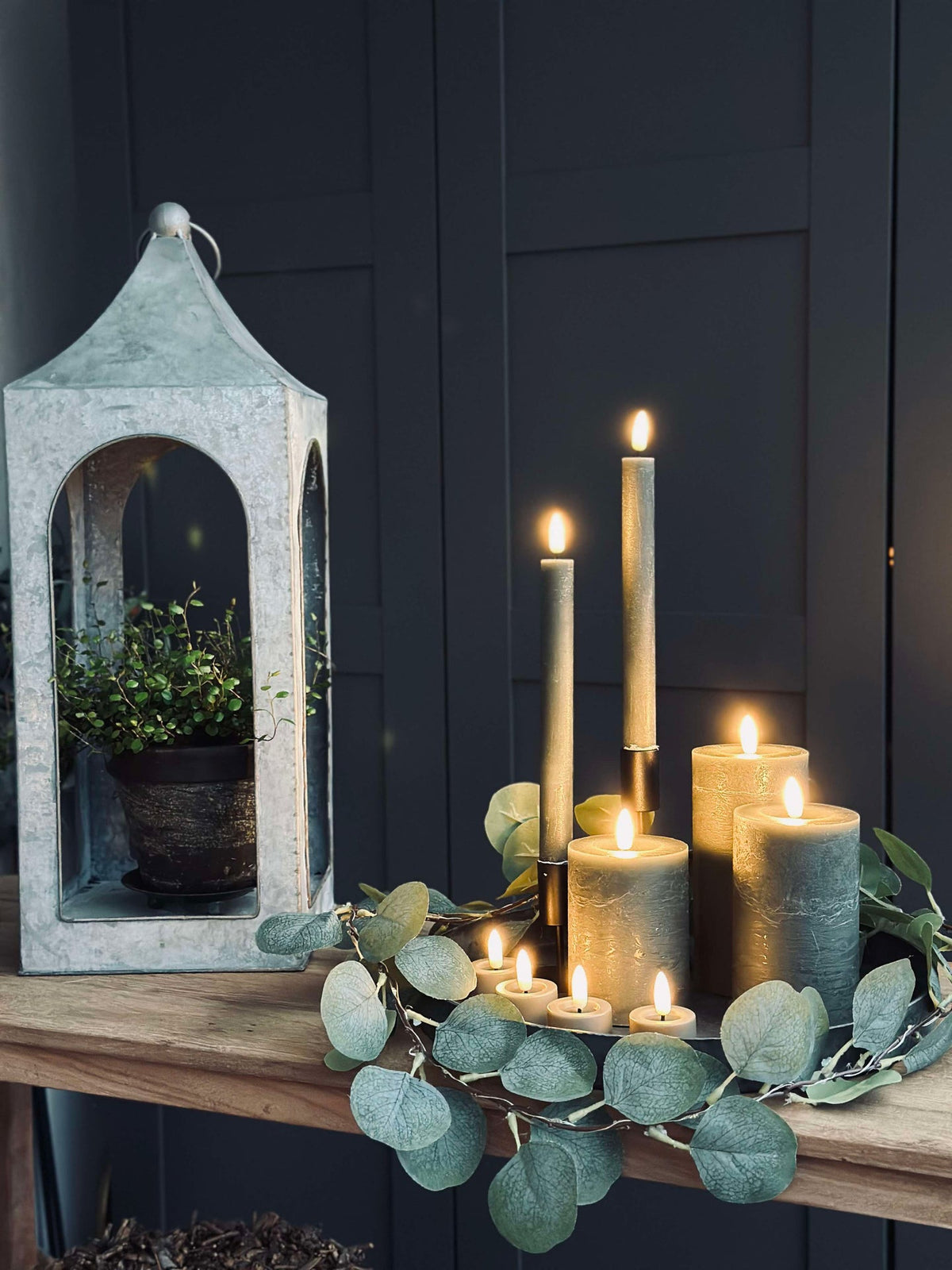 LED-lys-pakke med 9 LED-lys - grå/grønn