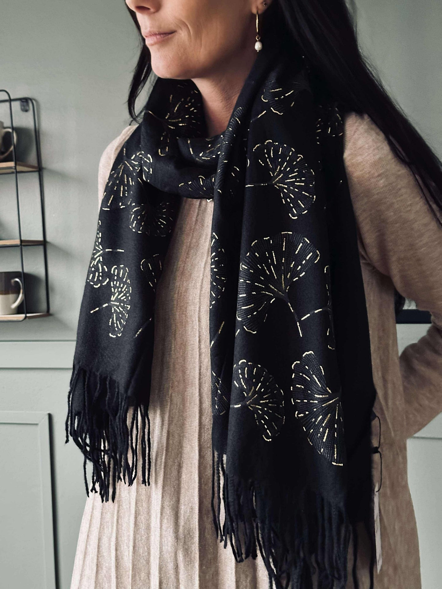 Skjerf Ginkgo - Black