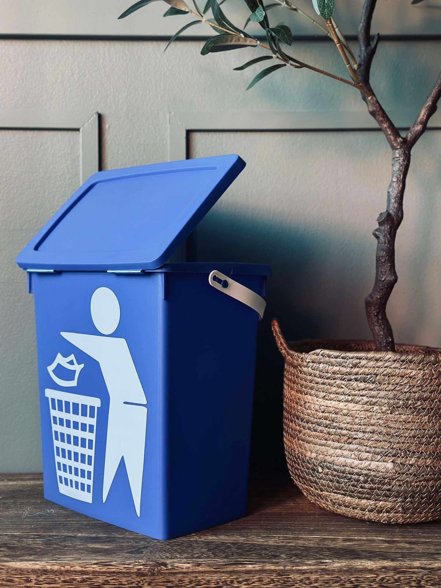 BIO Bøtte med lokk 12 liter - BLÅ