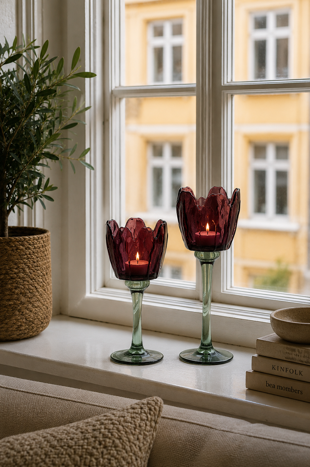 Lysestake flower - Vinrød / grønn