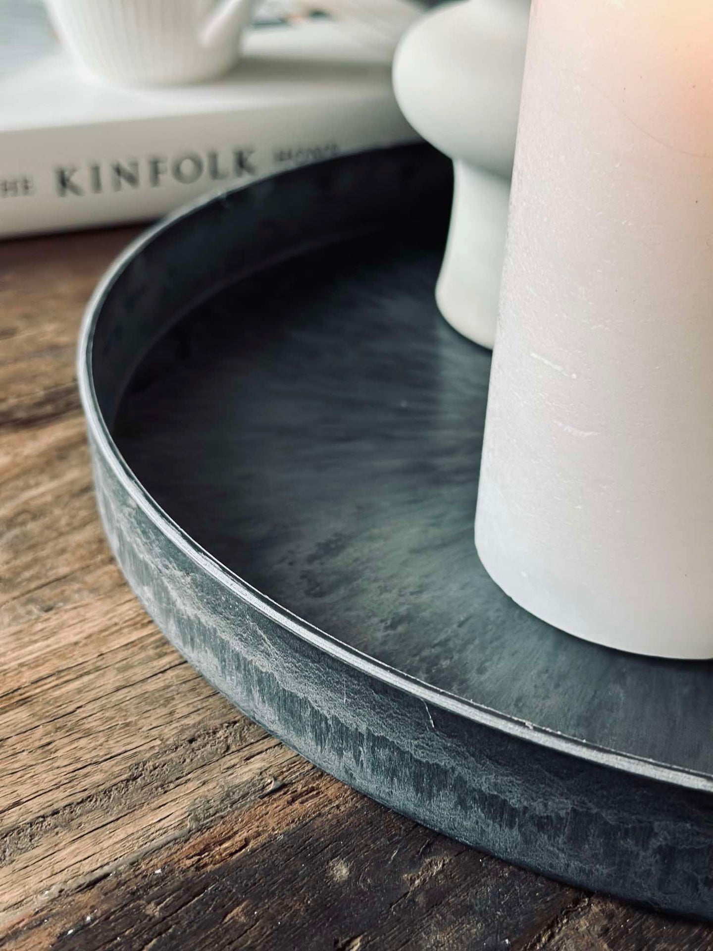 Rundt fat / brett i betonglook - Stor