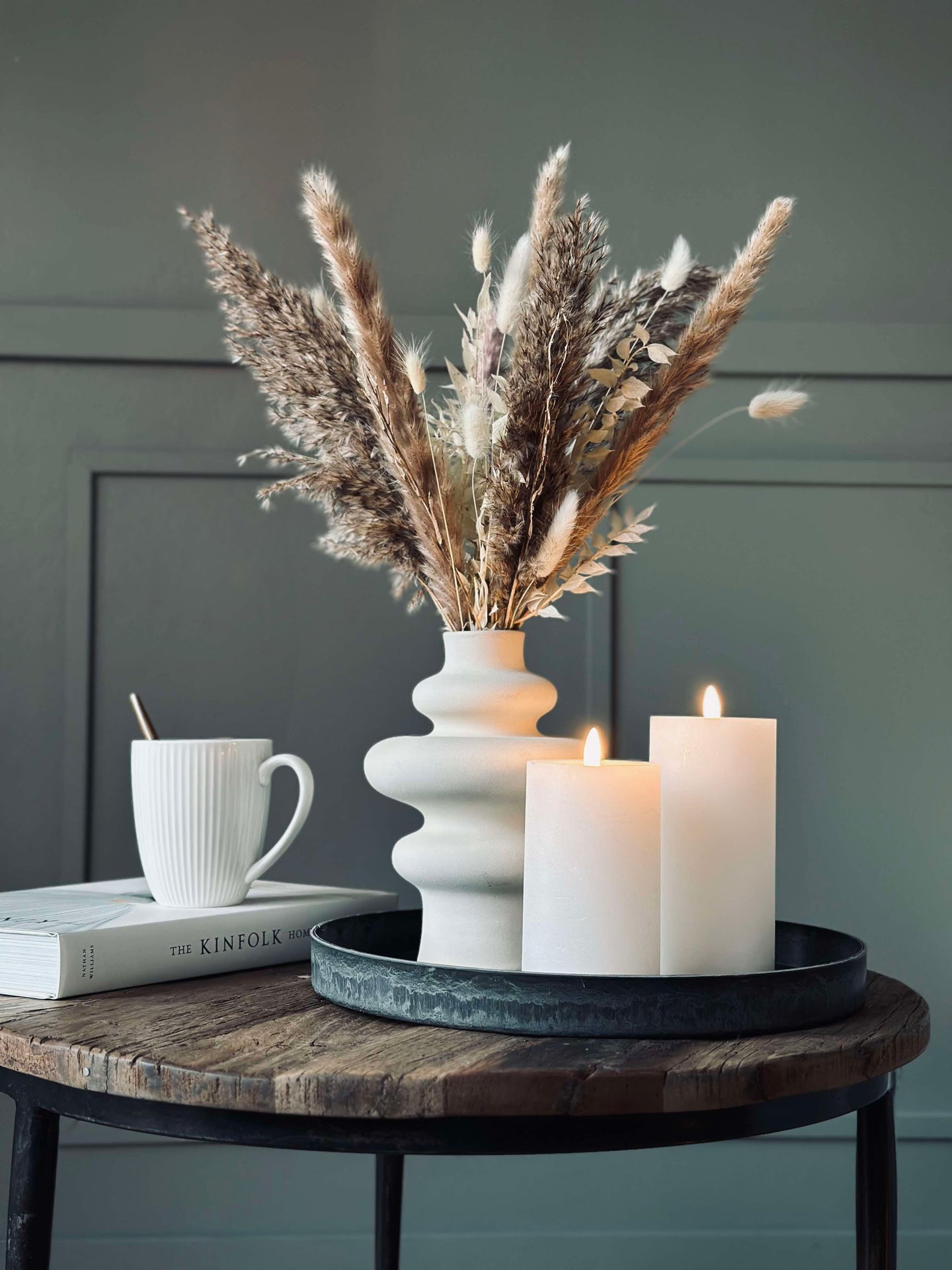 Rundt fat / brett i betonglook - Stor