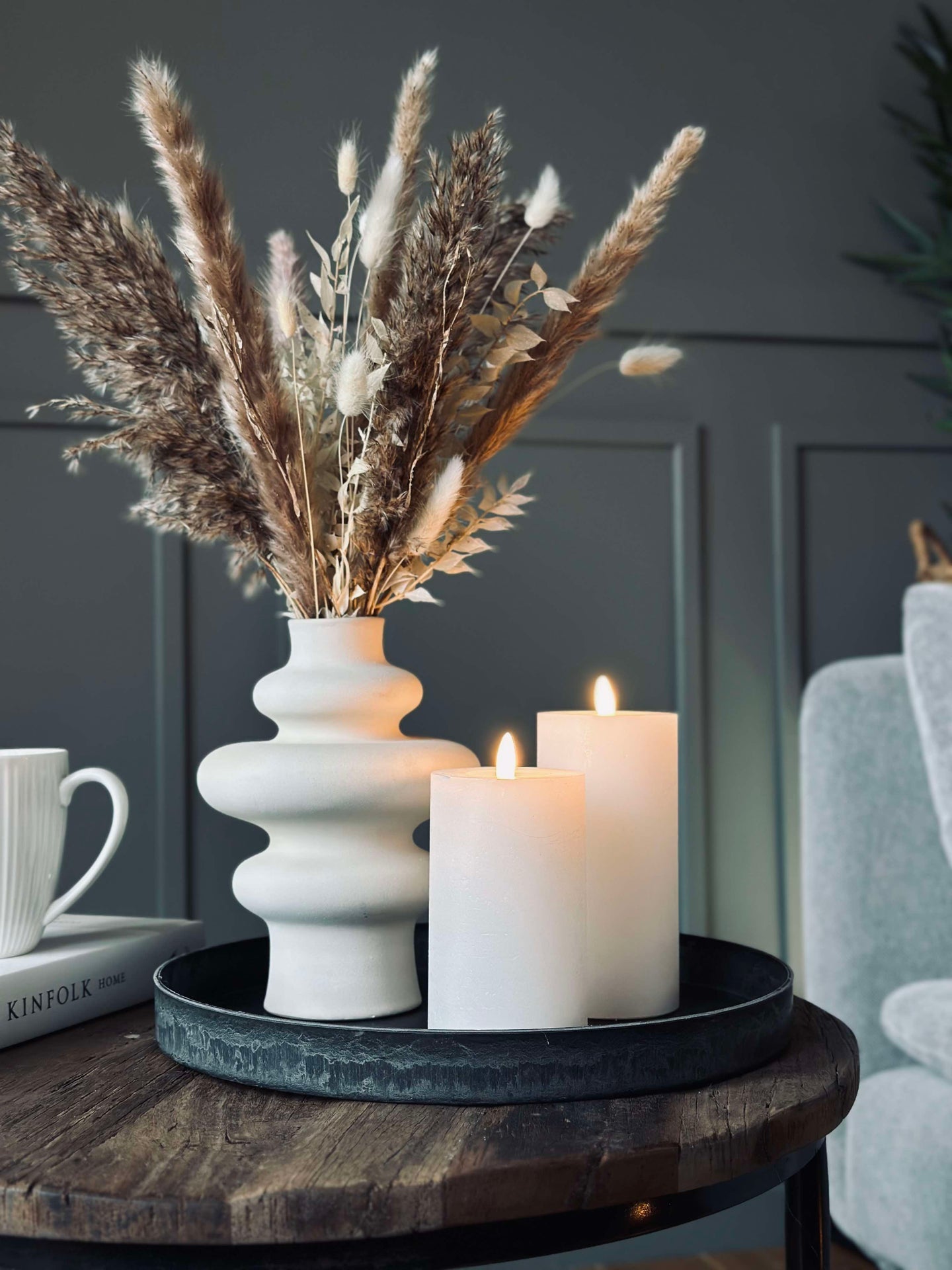 Rundt fat / brett i betonglook - Stor