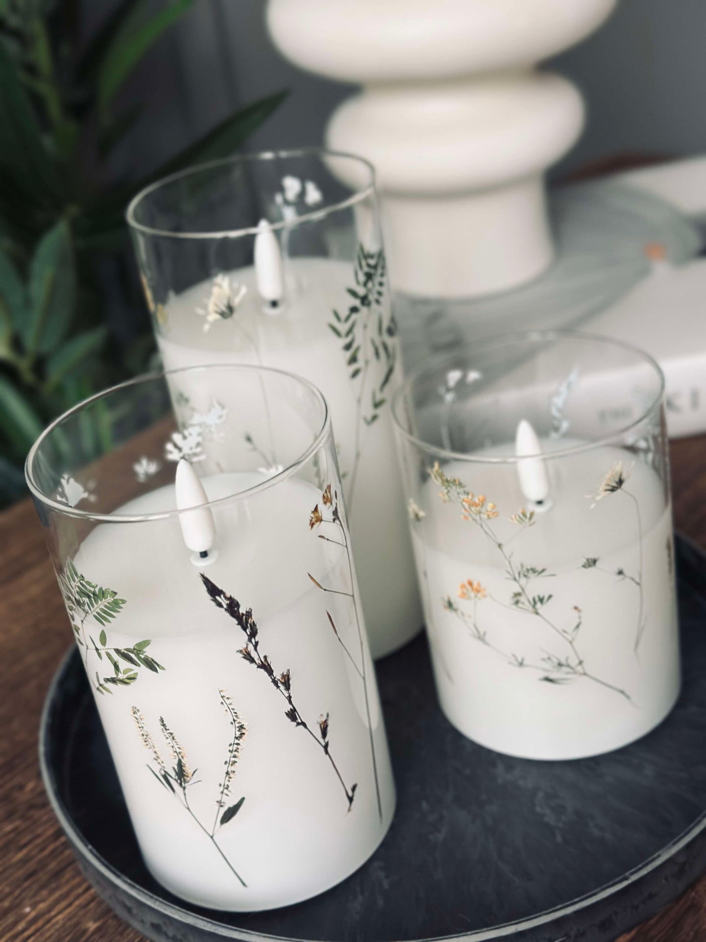 LED FLORA Cylinder  – Sett med 3 stk og fjernkontroll