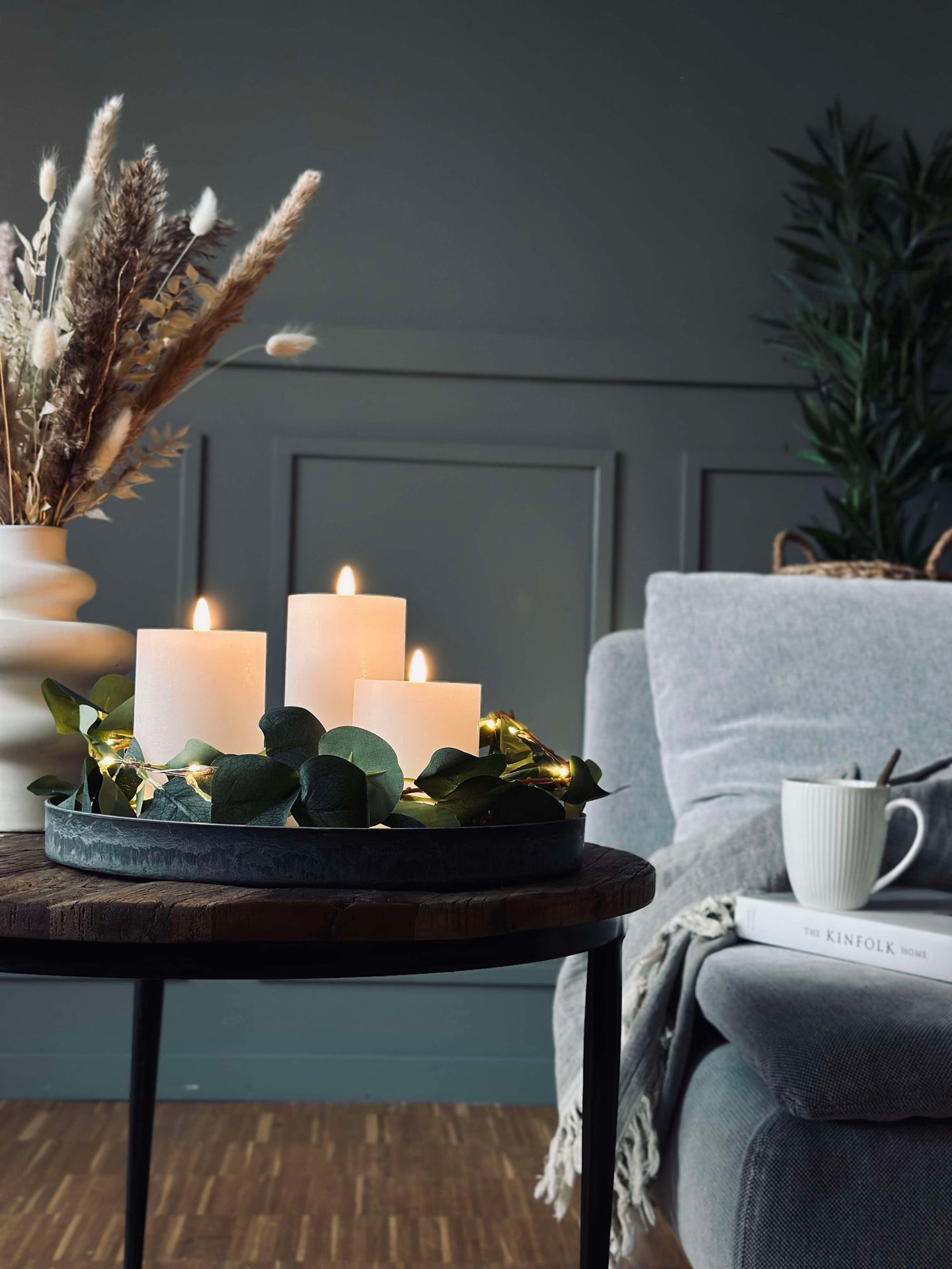 Rundt fat / brett i betonglook - Stor