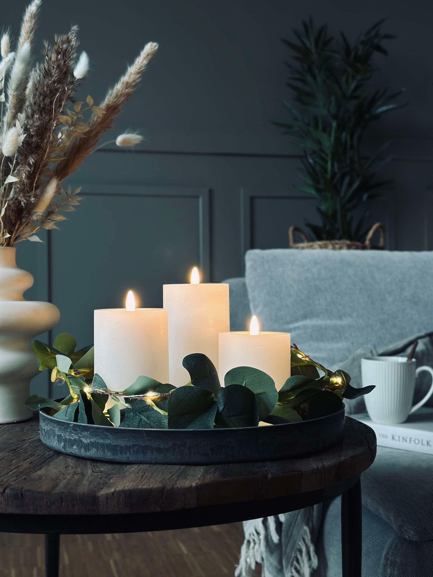 Rundt fat / brett i betonglook - Stor