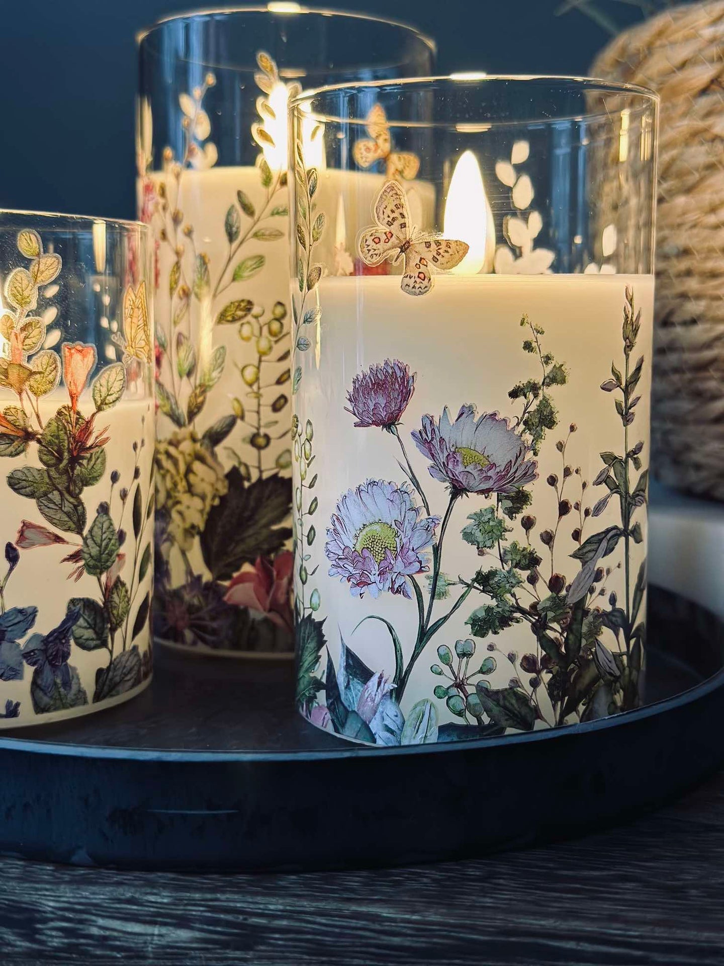 LED FLORA Cylinder – Sett med 3 stk. og fjernkontroll
