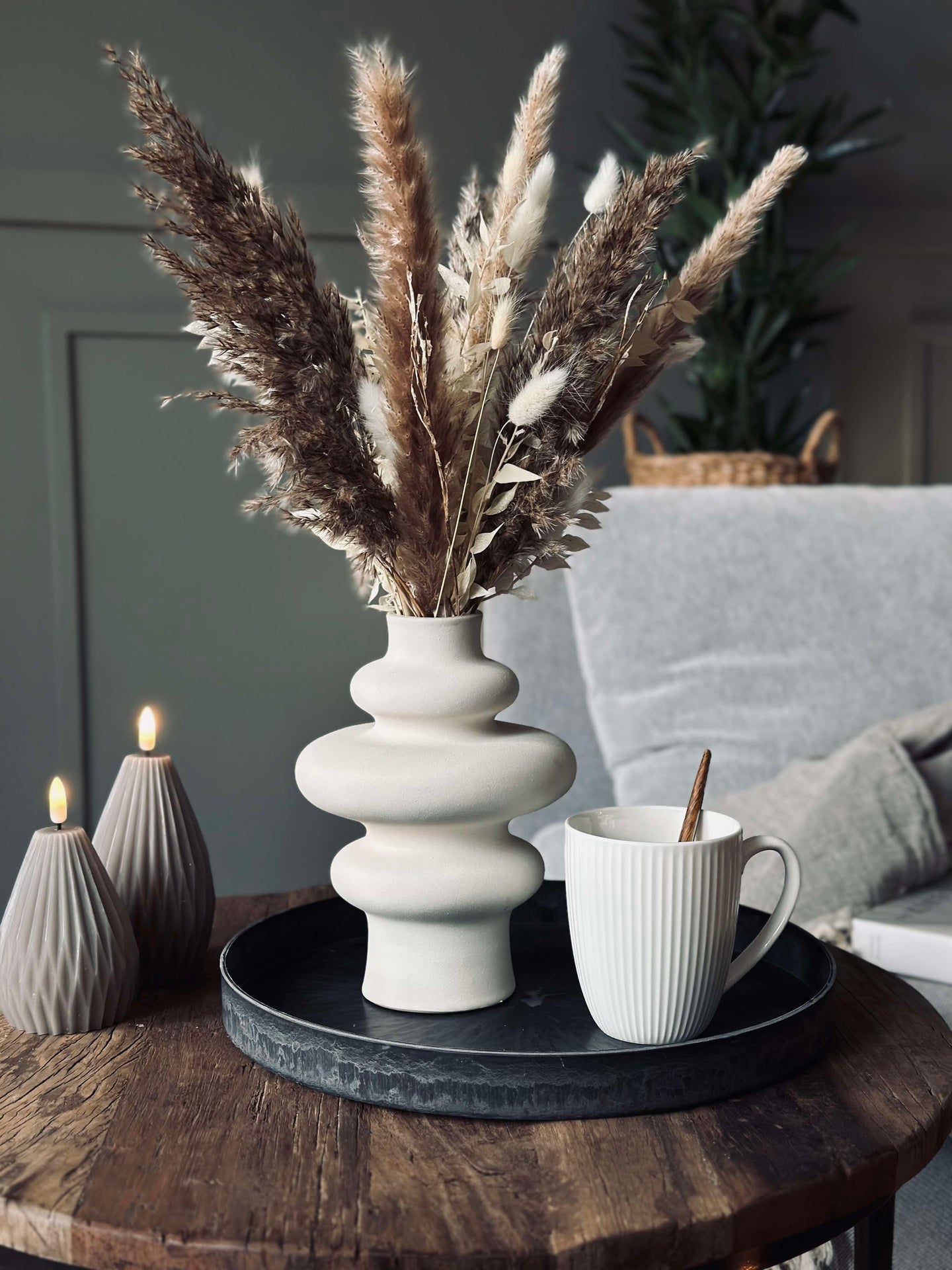 Rundt fat / brett i betonglook - Stor