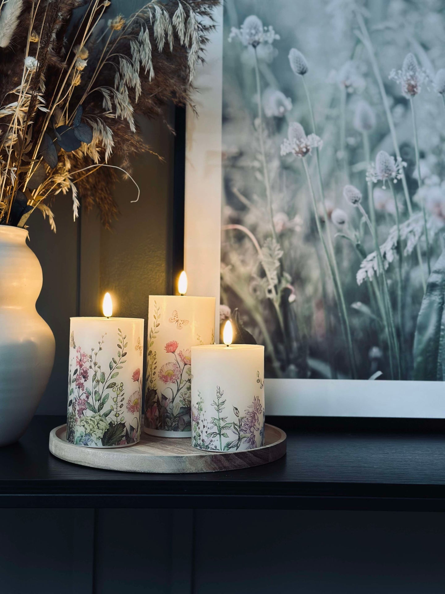 LED blokklys FLORA – Sett med 3 stk og fjernkontroll