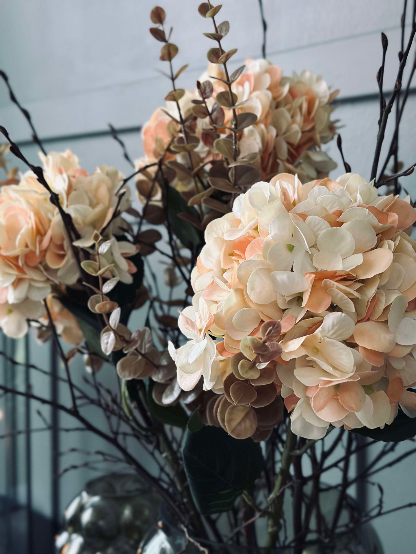 Blomst silke Hortensia Gyllen