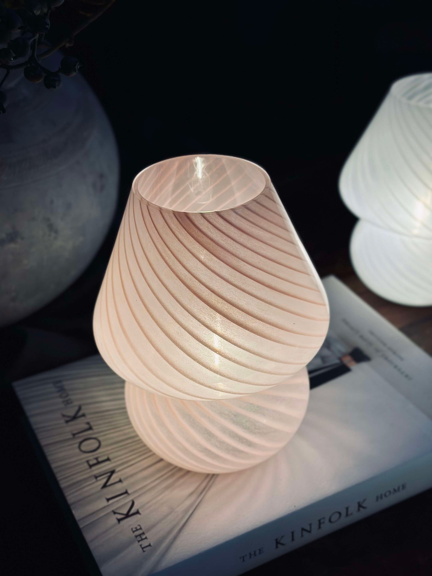Mushroom Large - Rosa munnblåst glass