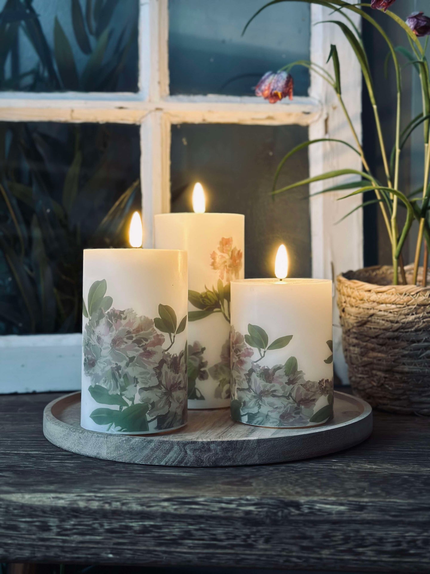 LED Hortensia – Sett med 3 stk og fjernkontroll