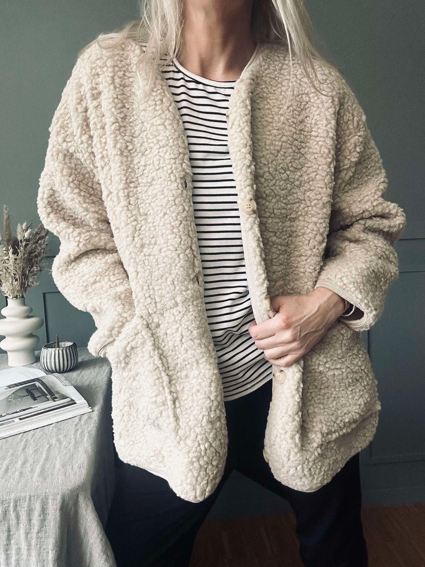 Bluse Christel strib - Svart / Krem
