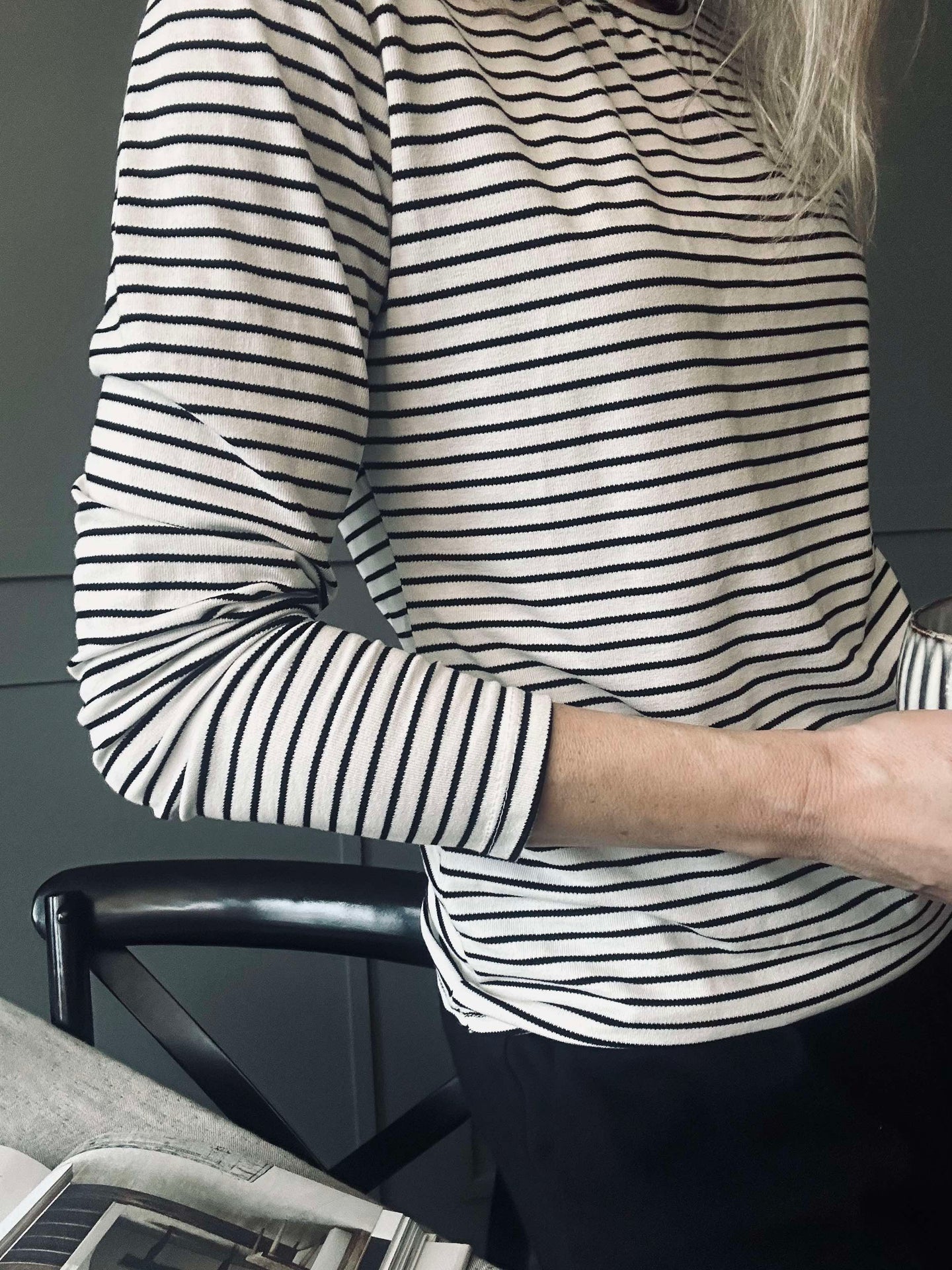 Bluse Christel strib - Svart / Krem