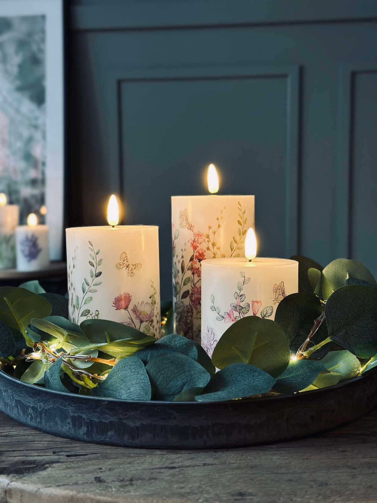 LED blokklys FLORA – Sett med 3 stk og fjernkontroll