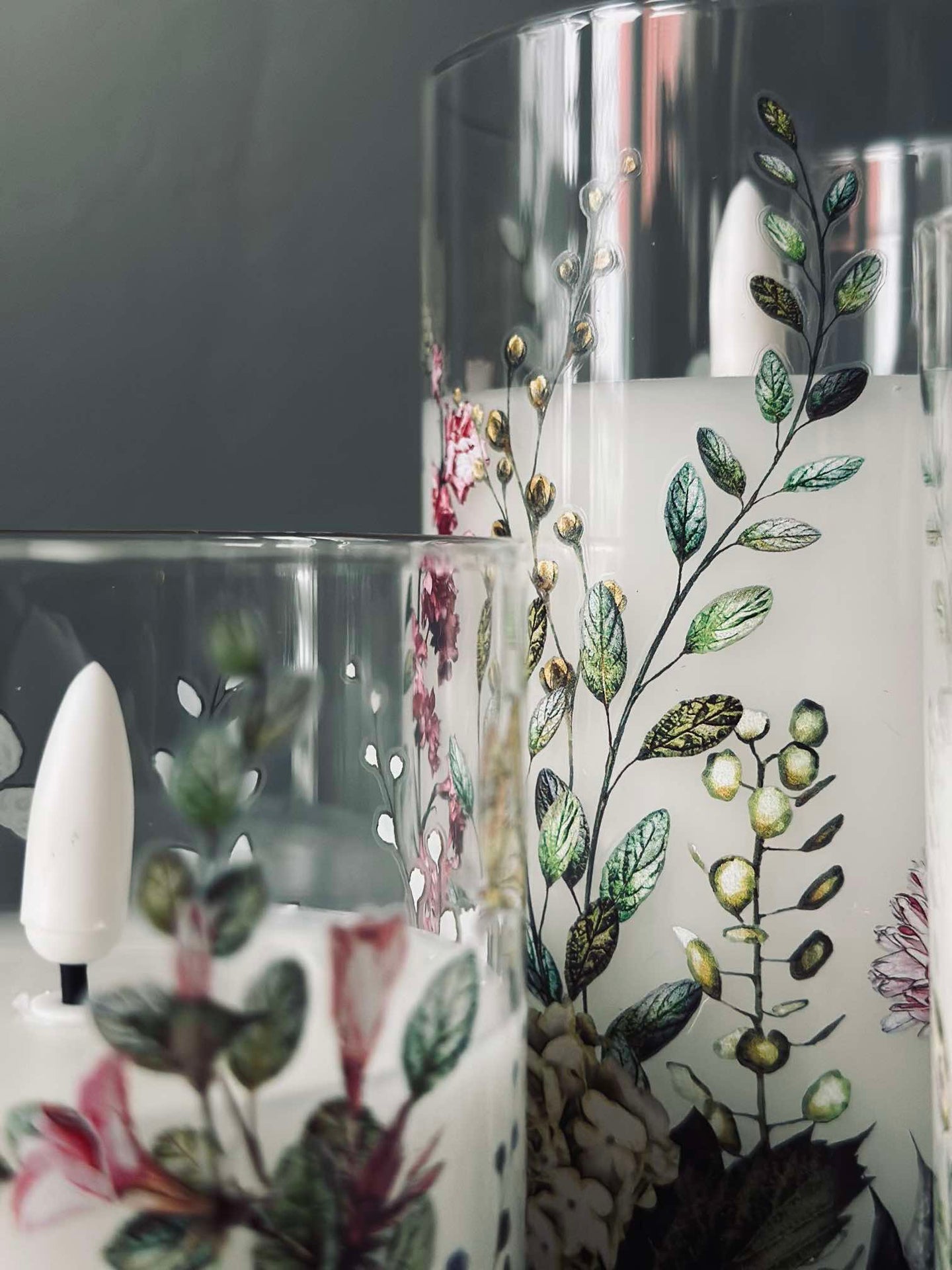 LED FLORA Cylinder – Sett med 3 stk. og fjernkontroll